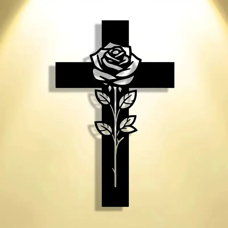 Jesus Cross With Rose Christian Home Decor, Christmas & Baptism Gift