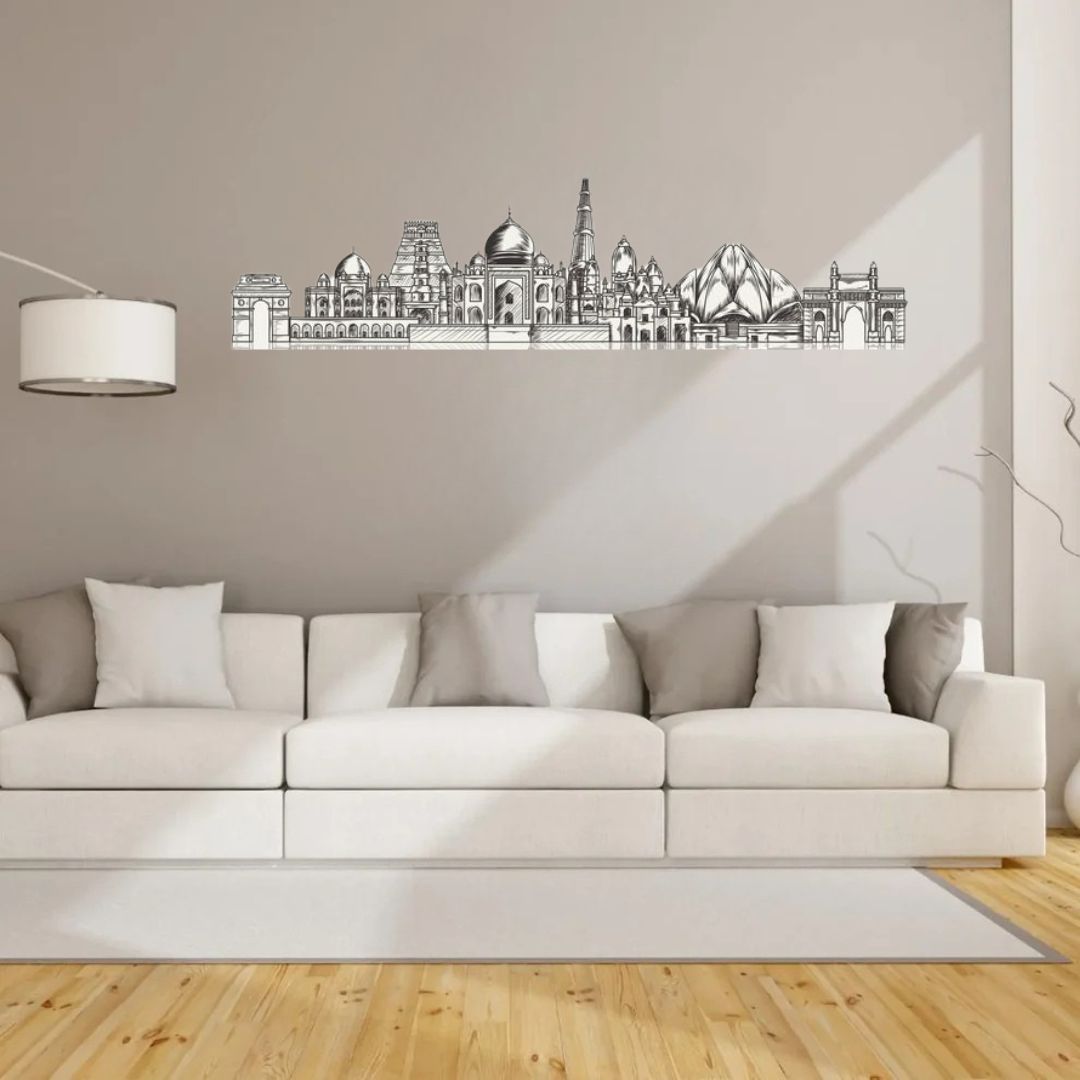 Indian's Building - Skyline Acrylic Wall Art - Home Decal - Indian National Day