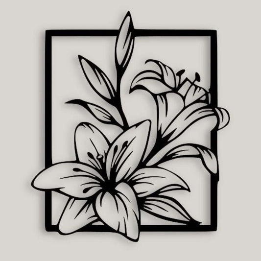 Flower Frame Rectangle Acrylic Wall Decoration Art – Modern Floral Wall Décor