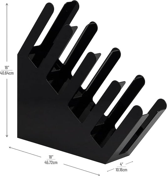 Fancy Black Acrylic Cup and Lid Holder – 4 Compartment Coffee Station Organizer