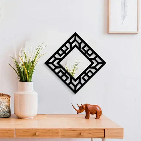 Vintage Square Wall Mirror Hollow Pattern Mirror Wall Hanging with Acrylic Frame | Emaazz