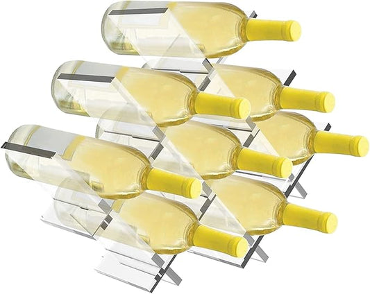 8-Bottle Acrylic Rack – Modern Transparent Countertop Holder for Home, Kitchen, Bar & Cabinets