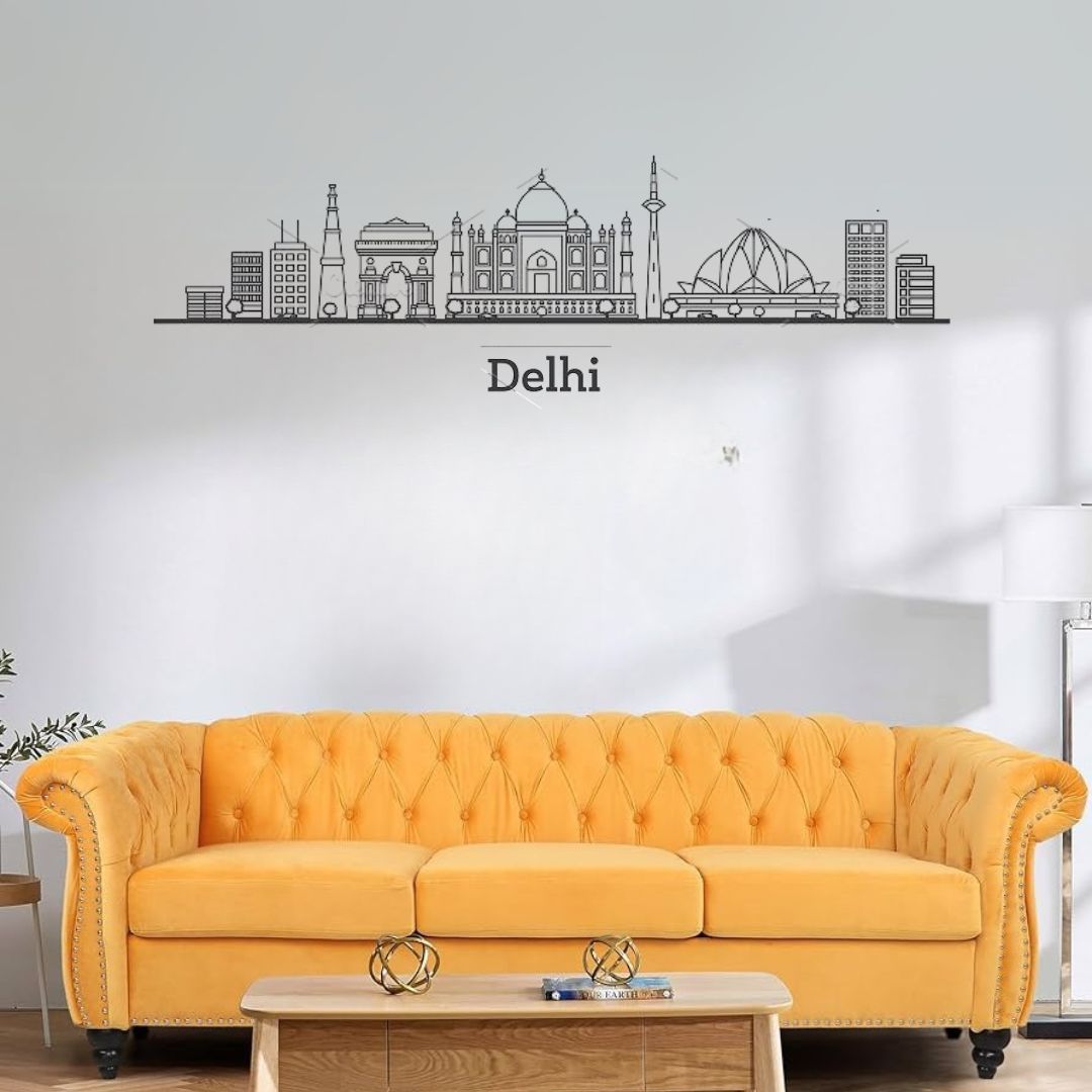 Dehli, India - Skyline Acrylic Wall Art - Home Decal - Indian National Day