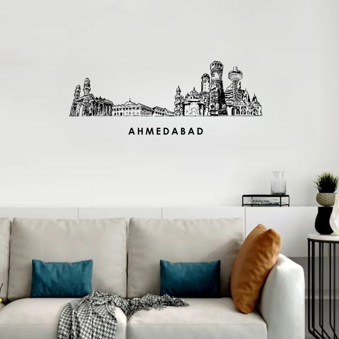 Ahemdabad, India - Skyline Acrylic Wall Art - Home Decal - Indian National Day
