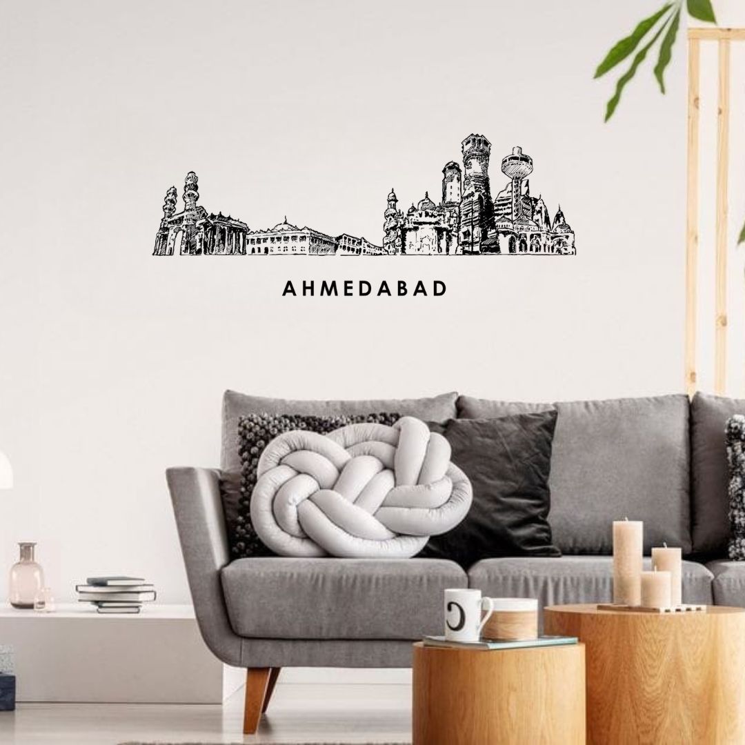 Ahemdabad, India - Skyline Acrylic Wall Art - Home Decal - Indian National Day