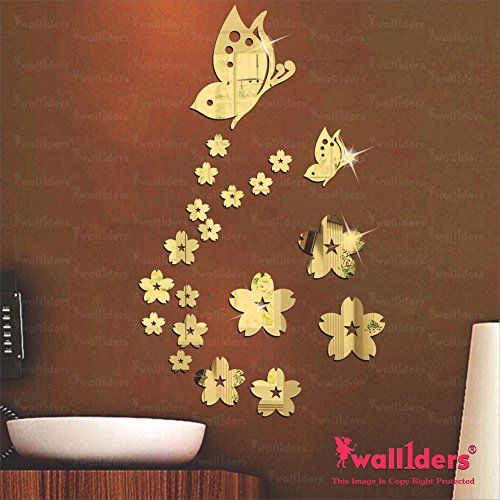 Butterflies & Flower - Acrylic Wall Mirror - Home wall Decor