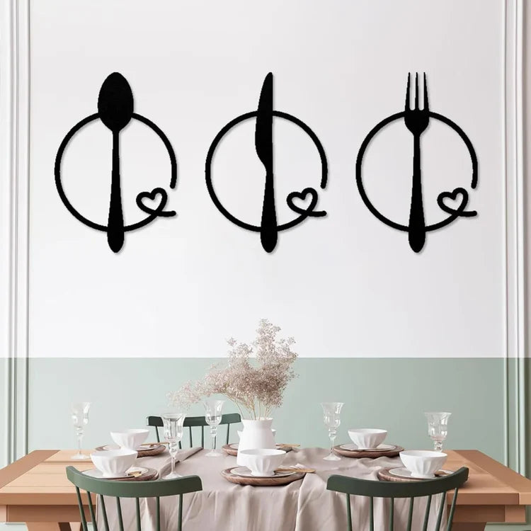 Spoon Knife Fork Heart Acrylic Wall Decal - Beautiful Gifting Decor for UAE Homes & Restaurants