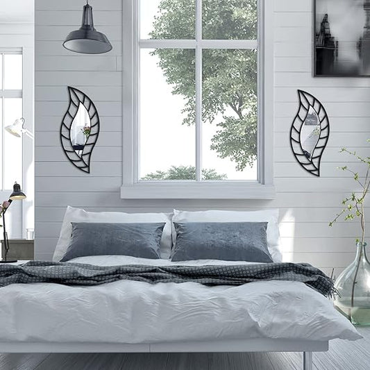 Mounted Art Leaf Wall Decor Mirror - Acrylic Wall Mirror - Mirror