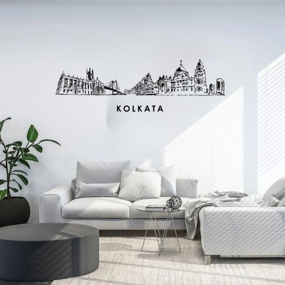 Kolkata, India - Skyline Acrylic Wall Art - Home Decal - Indian National Day