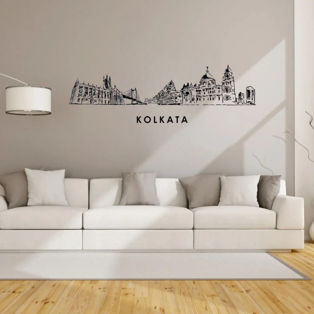 Kolkata, India - Skyline Acrylic Wall Art - Home Decal - Indian National Day