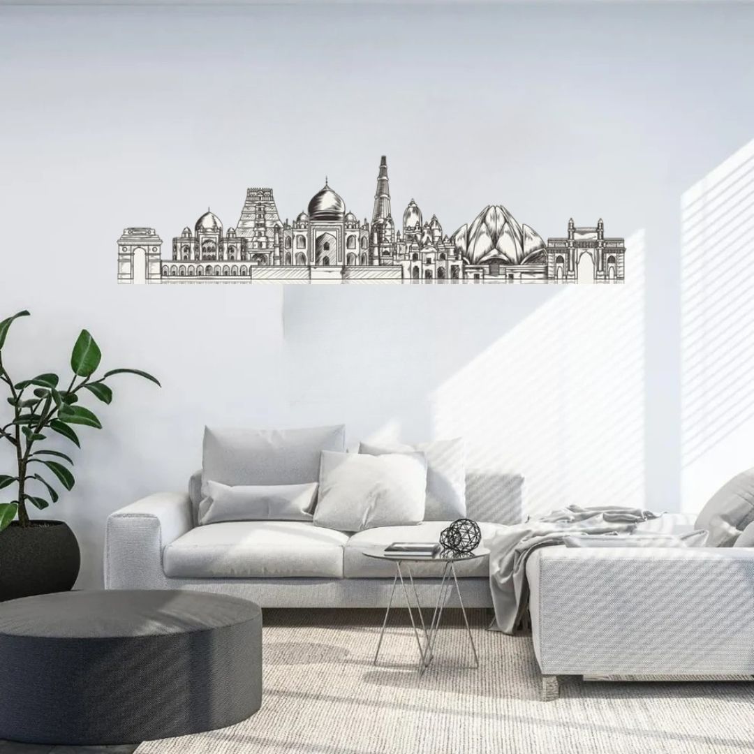 Indian's Building - Skyline Acrylic Wall Art - Home Decal - Indian National Day