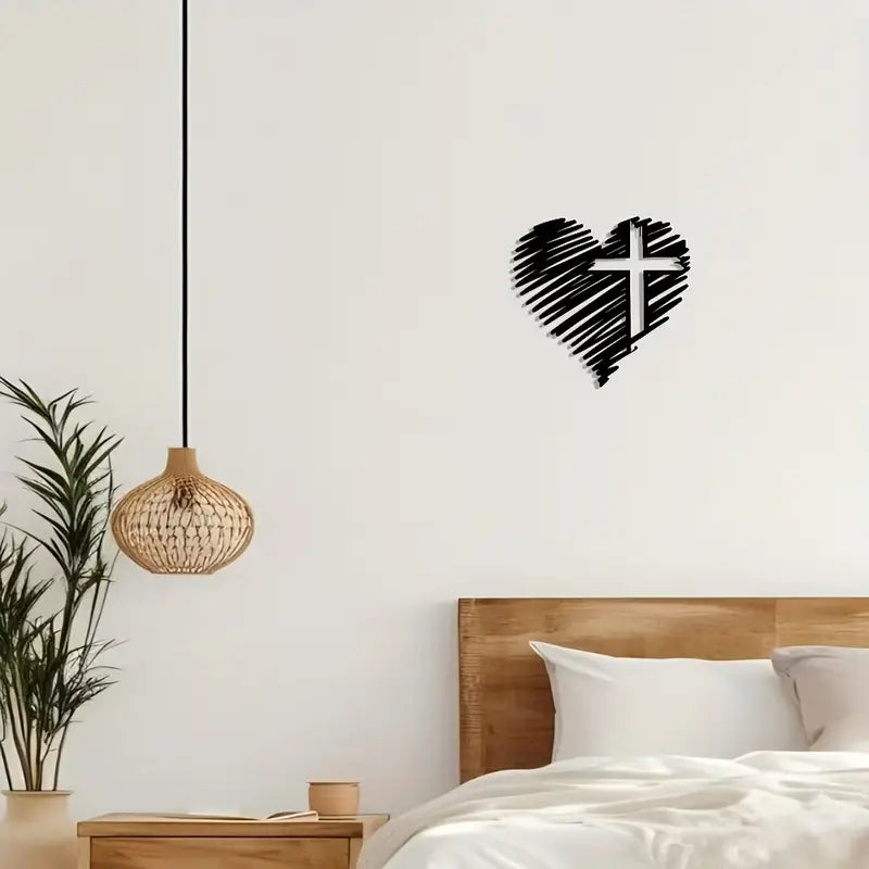 Heart With Jesus Cross - Christian Home Decal 3