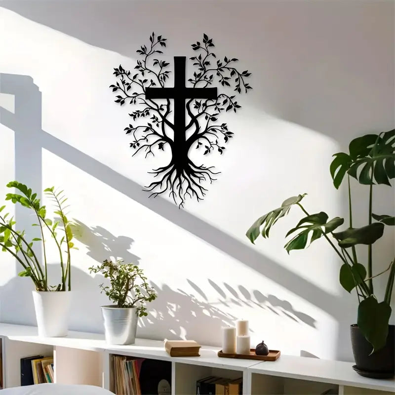 Jesus Cross with Tree - Chirsmas Gift - Chirstian Home Decal 2
