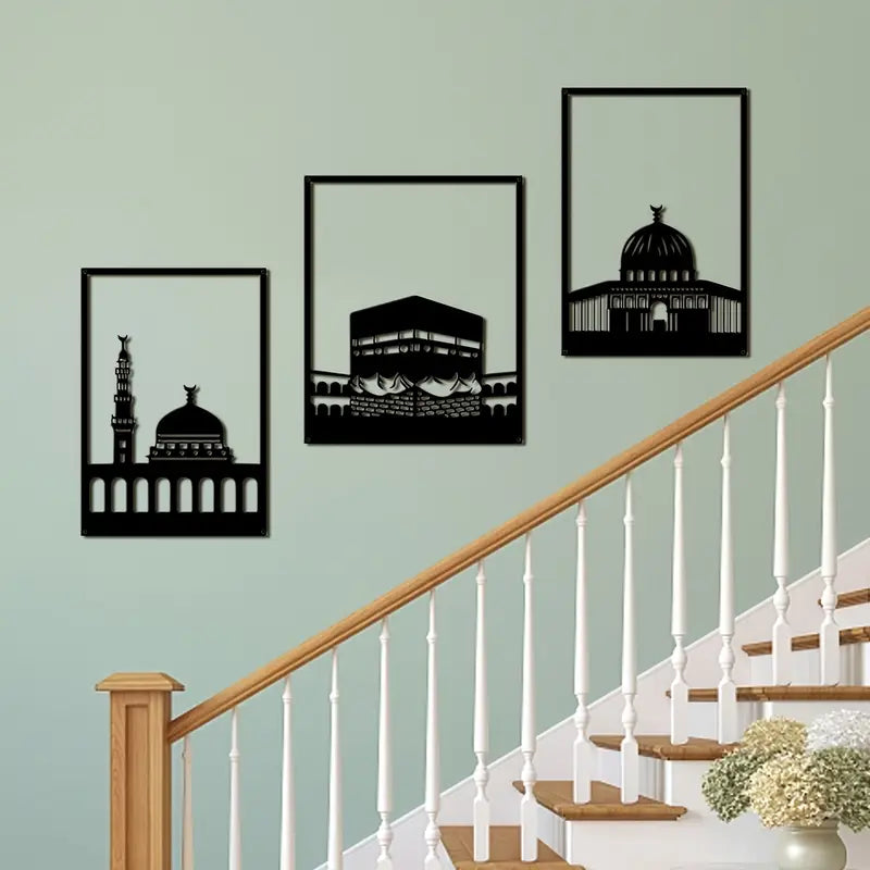 Kaaba, Masjid Nabawi & Masjid al-Aqsa - Acryilc Islamic Wall Decor Art in Dubai 1