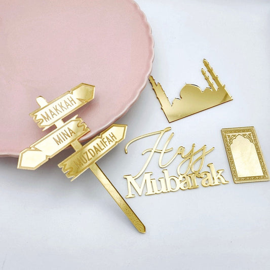 Hajj Mubarak Cake Topper Set | Makkah Signpost, Mosque Charm