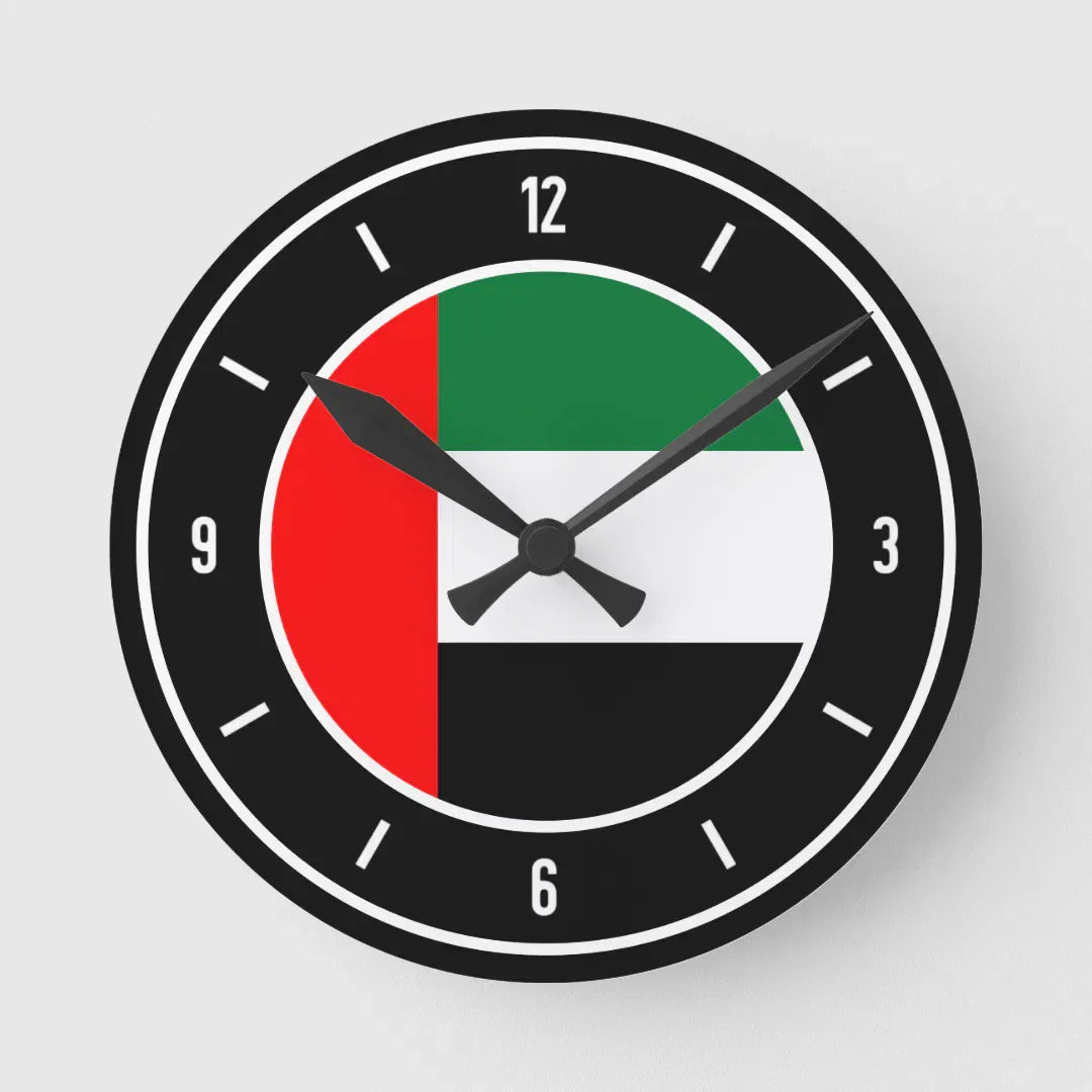 UAE Flag Round Wall Clock | National Day Wall Decor | UAE Home & Office Decoration | Patriotic Gift Idea