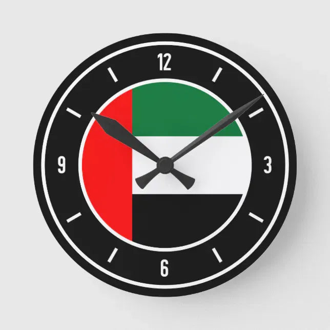 UAE Flag Round Wall Clock | National Day Wall Decor | UAE Home & Office Decoration | Patriotic Gift Idea