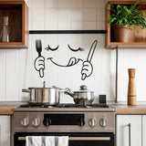Fork & Knife With Smiley Face - Beautiful Kitchen Wall Decal - Best For Home & Restaurant