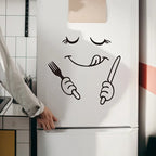 Fork & Knife With Smiley Face - Beautiful Kitchen Wall Decal - Best For Home & Restaurant