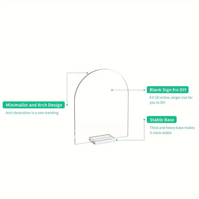 Clear Acrylic Arch Table Signs with Stands
