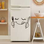Fork & Knife With Smiley Face - Beautiful Kitchen Wall Decal - Best For Home & Restaurant