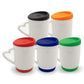 White Ceramic Mug with Silicone Lid & Base – Durable, Spill-Proof, and Stylish Drinkware