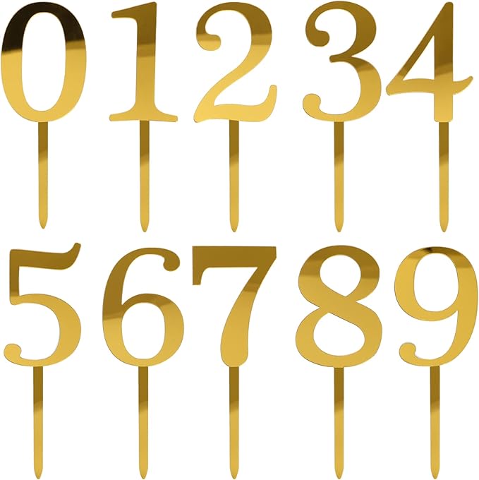 0-9 Number For Cake Topper, Shiny Acrylic Number Cake Toppers Cake Decorations Birthday Party Cake Topper for Birthday Party Wedding Anniversary
