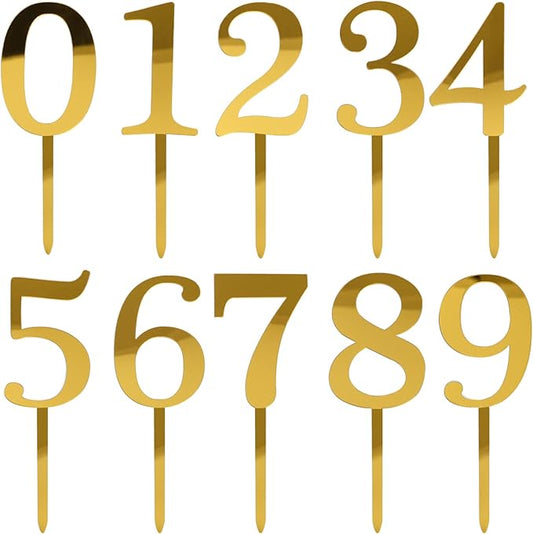 0-9 Number For Cake Topper, Shiny Acrylic Number Cake Toppers Cake Decorations Birthday Party Cake Topper for Birthday Party Wedding Anniversary