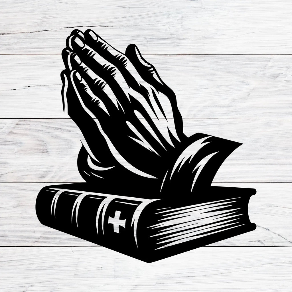 Christian Praying Hands with Bible - Christmas & Baptism - For Church & Home Decal