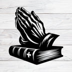 Christian Praying Hands with Bible - Christmas & Baptism - For Church & Home Decal