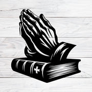 Christian Praying Hands with Bible - Christmas & Baptism - For Church & Home Decal