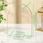 Clear Acrylic Arch Table Signs with Stands - DIY Blank Sheets for Wedding Place Cards, Bar Menus, & Party