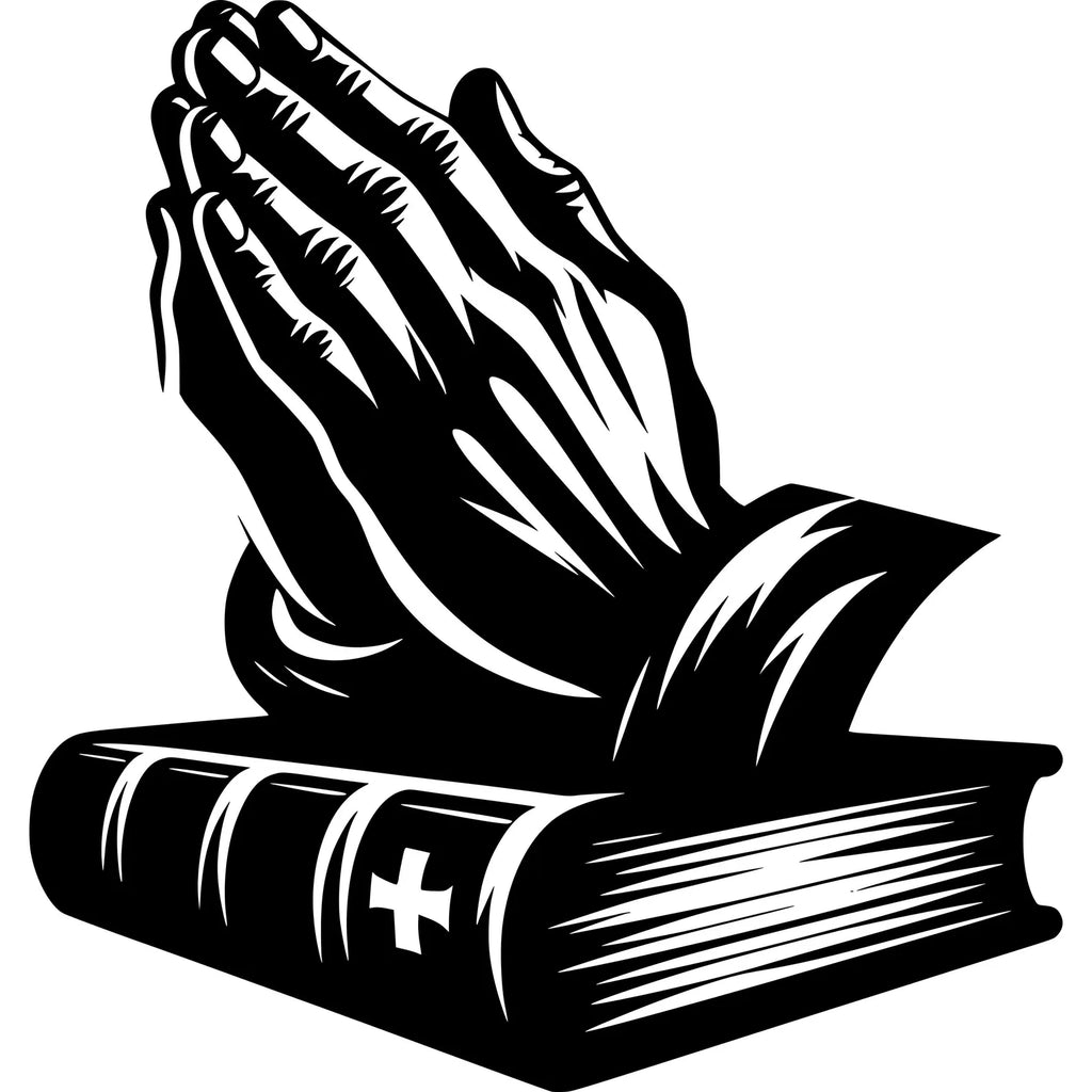 Christian Praying Hands with Bible - Christmas & Baptism - For Church & Home Decal