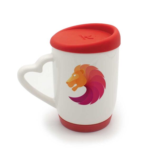 White Ceramic Mug with Silicone Lid & Base – Durable, Spill-Proof, and Stylish Drinkware