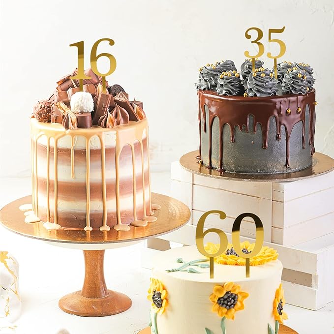 0-9 Number For Cake Topper, Shiny Acrylic Number Cake Toppers Cake Decorations Birthday Party Cake Topper for Birthday Party Wedding Anniversary