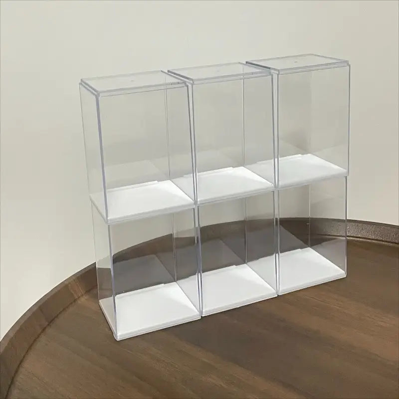 Clear & Mirror Acrylic Display Boxes with Lids - Transparent Organizer Cases for Dolls, Figurines, Collectibles - Stackable Storage Boxes with Open Front, Dustproof Protection - Ideal for Home, Office, Store, or
