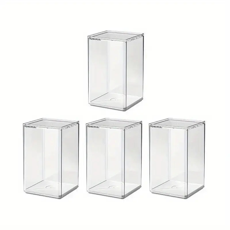 Clear & Mirror Acrylic Display Boxes with Lids - Transparent Organizer Cases for Dolls, Figurines, Collectibles - Stackable Storage Boxes with Open Front, Dustproof Protection - Ideal for Home, Office, Store, or