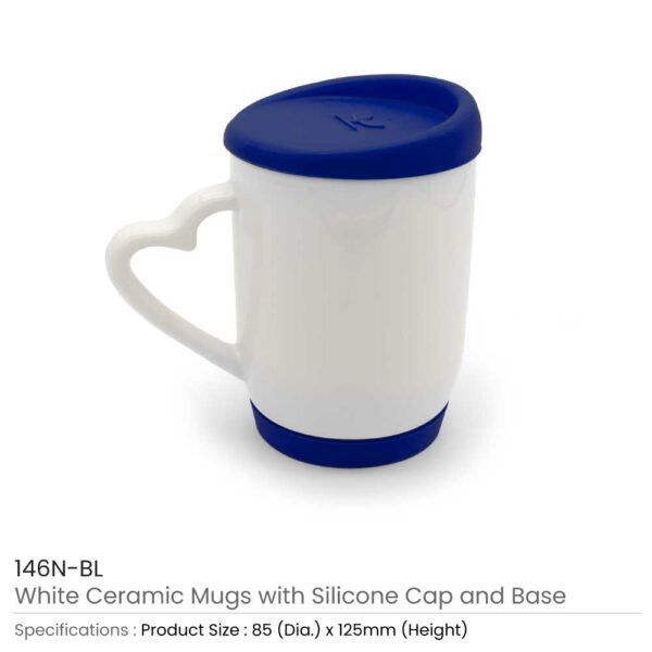 White Ceramic Mug with Silicone Lid & Base – Durable, Spill-Proof, and Stylish Drinkware