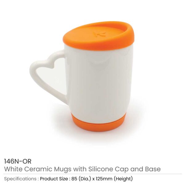 White Ceramic Mug with Silicone Lid & Base – Durable, Spill-Proof, and Stylish Drinkware