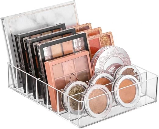 Acrylic Cosmetic Storage Display Boxes, Makeup Organizer 7-Compartment Storage For Eyeshadow, Contour Kits, Blush For Dresser & Vanity