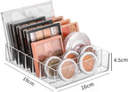 Acrylic Cosmetic Storage Display Boxes, Makeup Organizer 7-Compartment Storage For Eyeshadow, Contour Kits, Blush For Dresser & Vanity