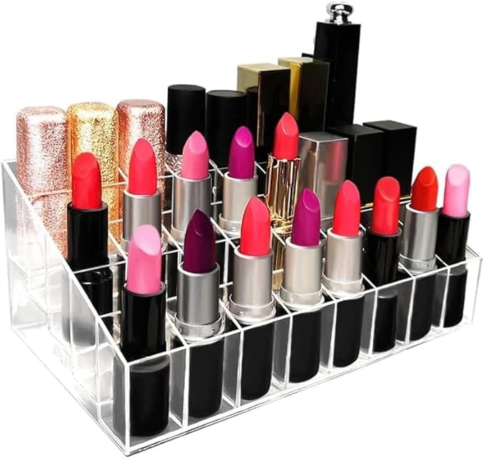 40-Slot Clear Acrylic Lipstick Holder – Makeup Organizer &amp; Display Stand