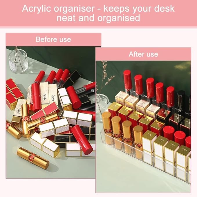 40-Slot Clear Acrylic Lipstick Holder – Makeup Organizer &amp; Display Stand