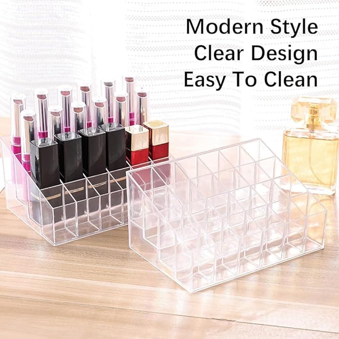 40-Slot Clear Acrylic Lipstick Holder – Makeup Organizer &amp; Display Stand