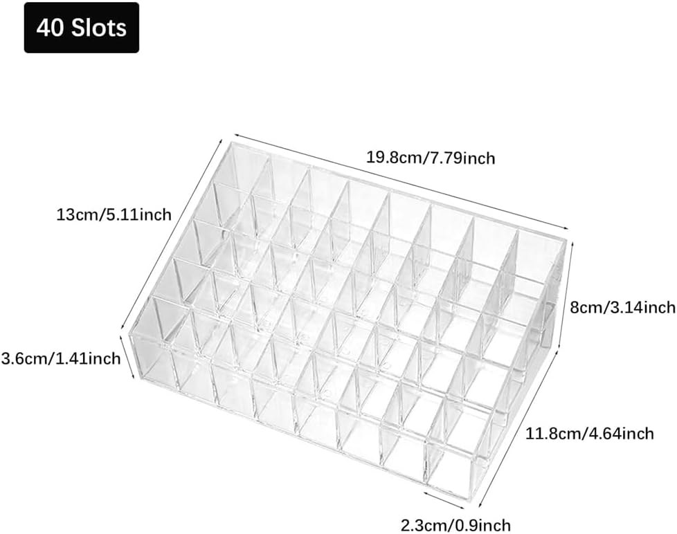 40-Slot Clear Acrylic Lipstick Holder – Makeup Organizer &amp; Display Stand