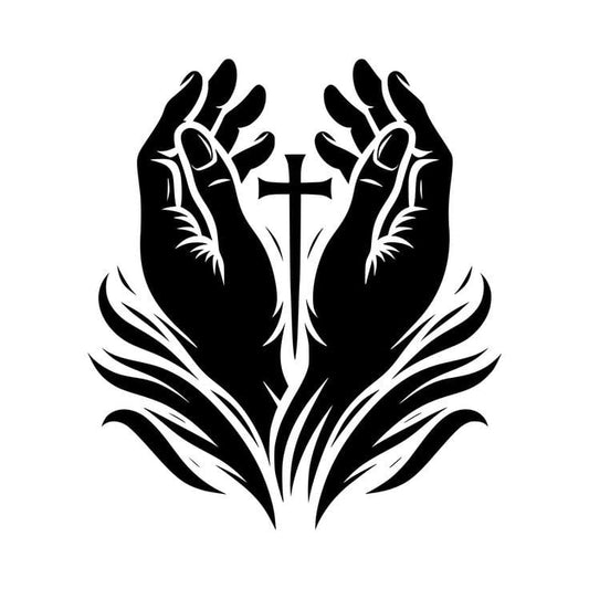 Jesus Cross with Praying Hands - Christmas & Baptism - For Church or Home