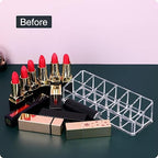 Acrylic Lipstick Holder,Small Clear Compact Lip Gloss Balm Chapstick Perfume Sample Organizer with 12 Slots