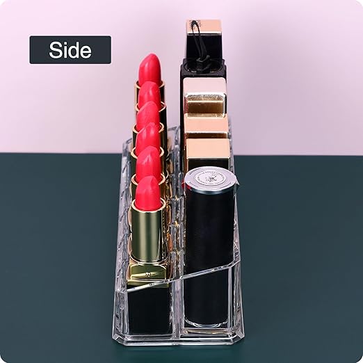 Acrylic Lipstick Holder,Small Clear Compact Lip Gloss Balm Chapstick Perfume Sample Organizer with 12 Slots