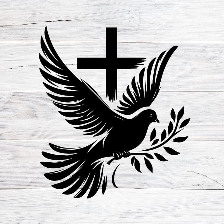 Jesus Cross with Peace pigeon - Christmas & Baptism - For Church or Home