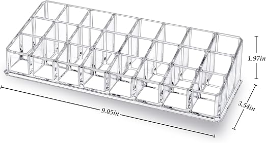 Lipstick Organizer for Vanity,Acrylic Clear Chapstick Lip Gloss Balm Roller Ball Bottle Holder with 24 Slots